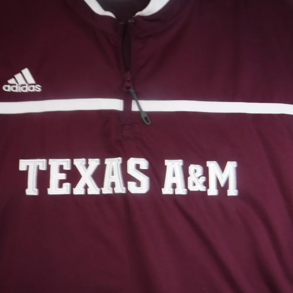 Adidas Texas A&M Aggies Quarter‎ Zip Short Sleeve Windbreaker Maroon Mens 2XL